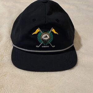 Adidas Black Adjustable Hat with Embroidered Golf Design. NWT